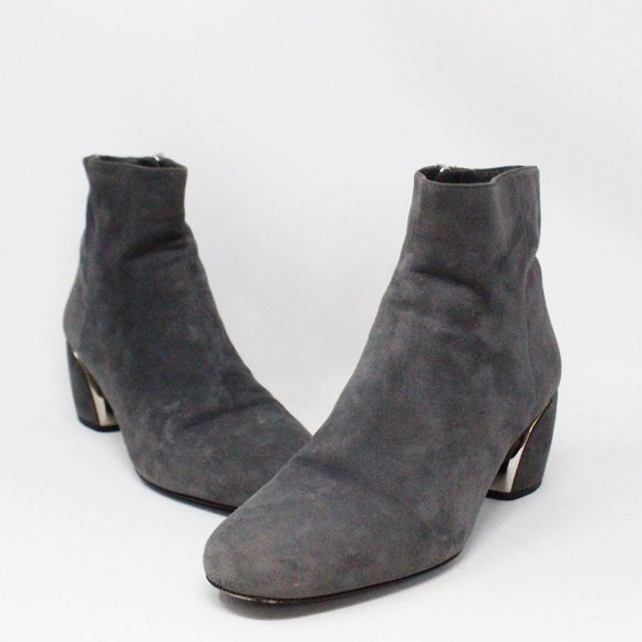 * ON SALE PRADA #36456 Grey Suede Heel Booties (US 8 EU 38) - Picture 1 of 9